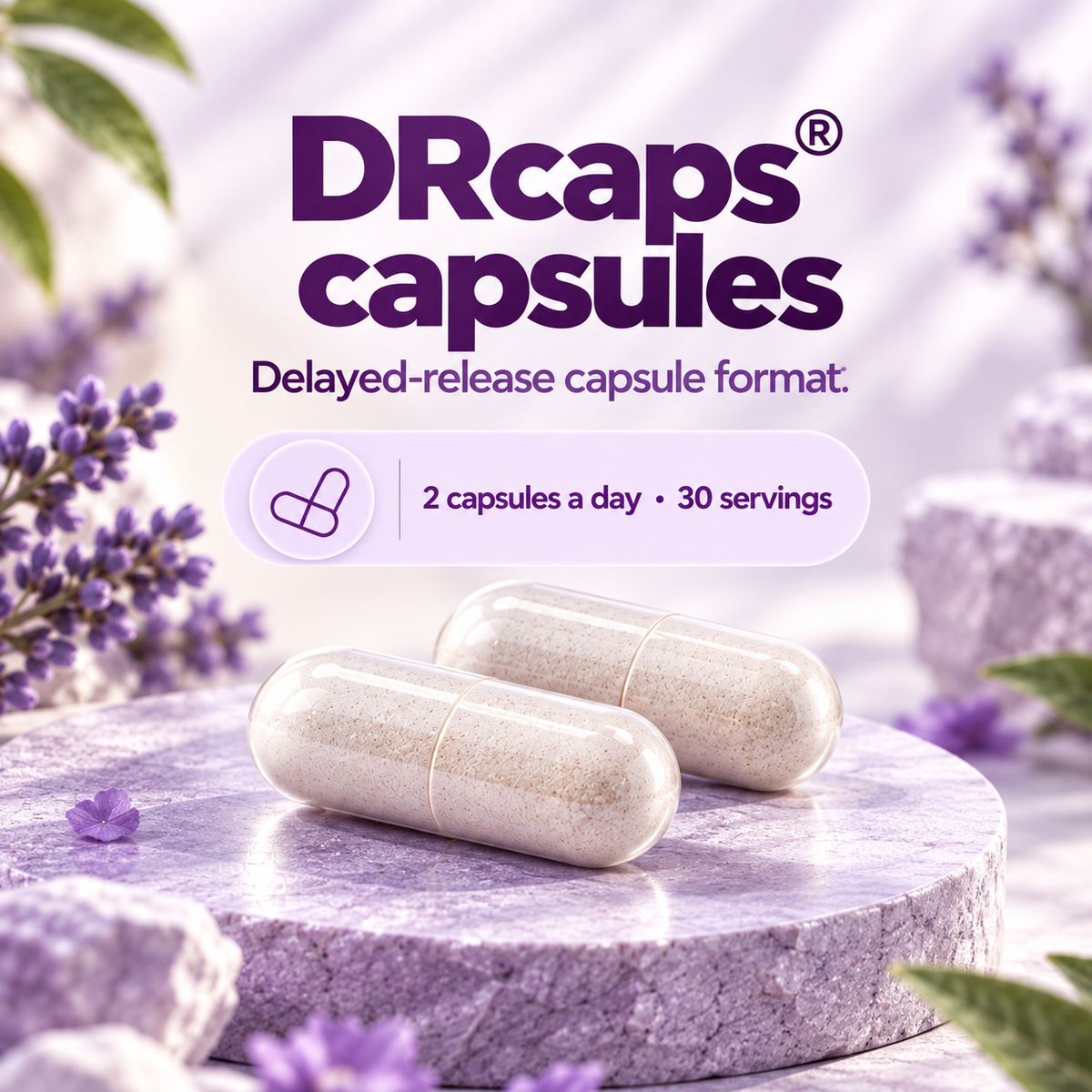 DRcaps delayed release capsules, 2 capsules a day, 30 servings