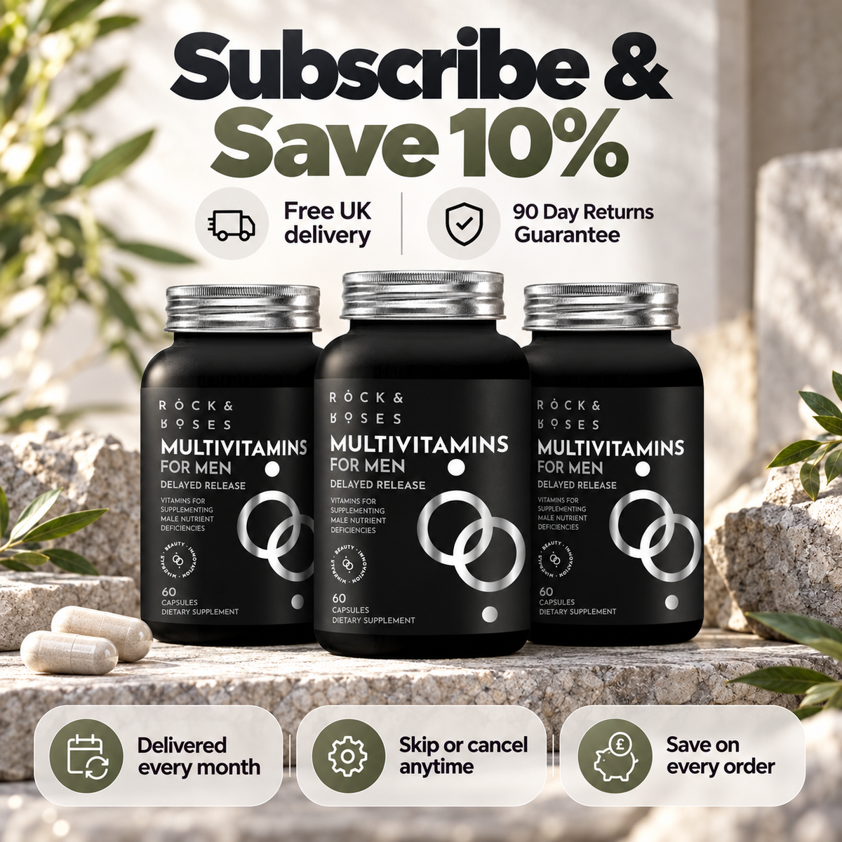 Subscribe and Save 10%, free UK delivery, 90 Day Returns Guarantee